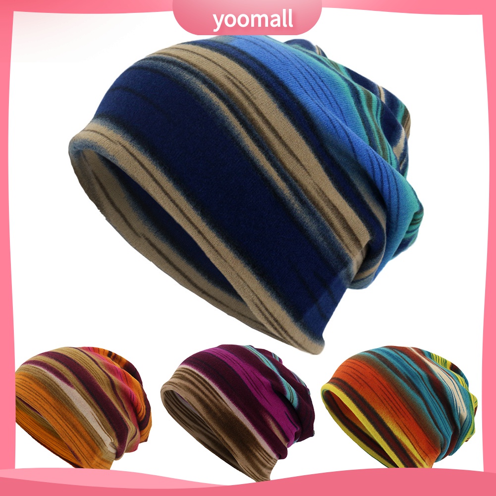 Mũ Turban Hai Lớp 2 Trong 1 Họa Tiết Kẻ Sọc Thời Trang Mùa Đông Cho Nam Và Nữ