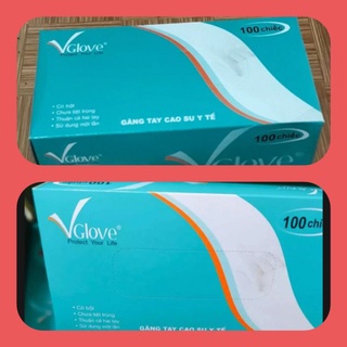 Găng Tay Cao Su Y Tế  có bột VGLOVE ( Size: S, M , L ) công ty khải hoàn 100 chiếc