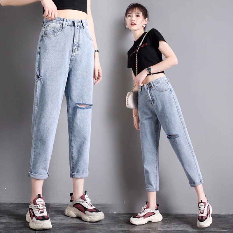 [Size 26-36] Quần Baggy 3 Màu Rách Hông Đùi Và Gối - Form chuẩn, Lưng Cao Siêu Đẹp