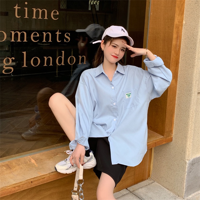 Áo Sơ Mi Nữ Dài Tay Cổ Bẻ Form Rộng Thời Trang Hàn Mới