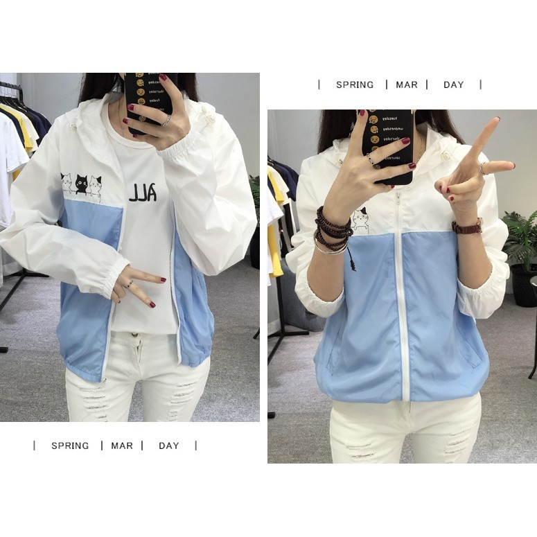 [S02] Áo khoát nữ gió dù 2 lớp chống nắng in hình mèo kitty siêu chất bao đẹp - M058 | BigBuy360 - bigbuy360.vn