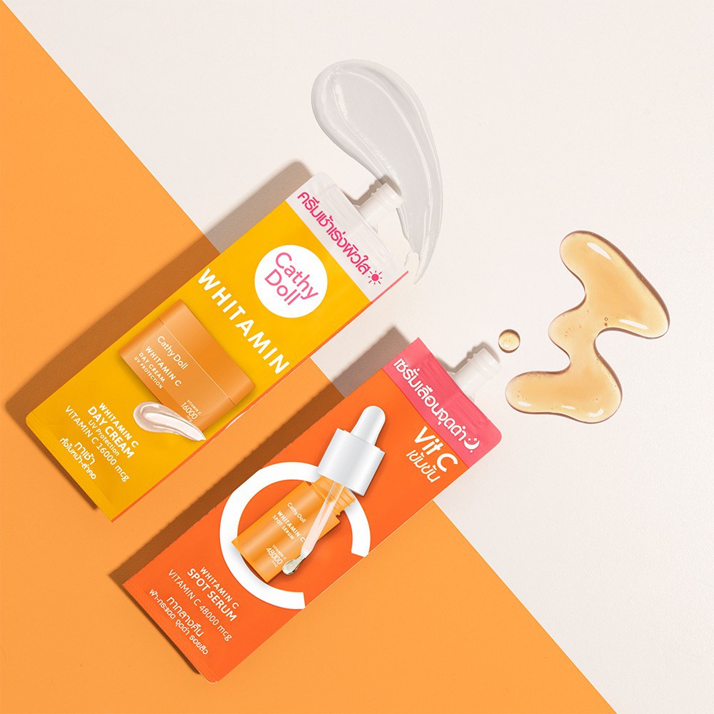 Dưỡng Da Cathy Doll Ngày và Đêm Whitamin C Day Cream & Whitamin C Spot Serum
