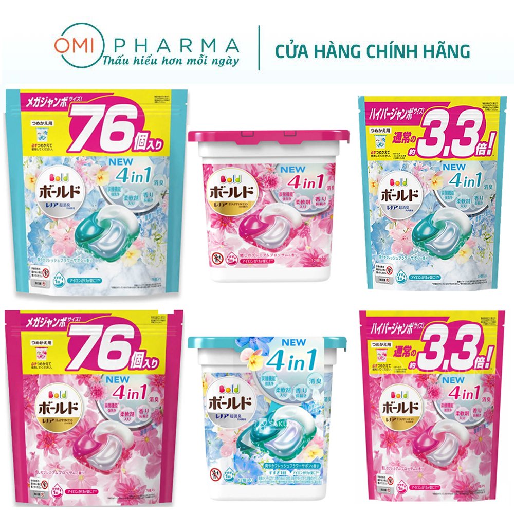 Hộp Túi Viên Giặt Xả Quần Áo 4D Gel Blossom Siêu Sạch S Select Nhật Bản