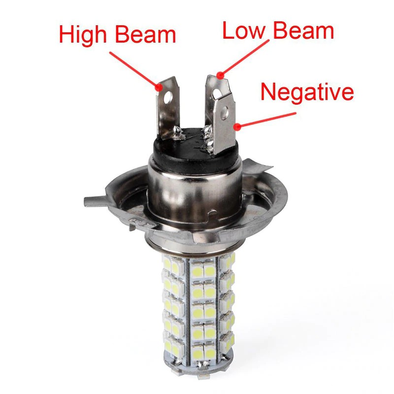 2 đèn pha xe hơi bóng LED siêu sáng H4 68 SMD 12V