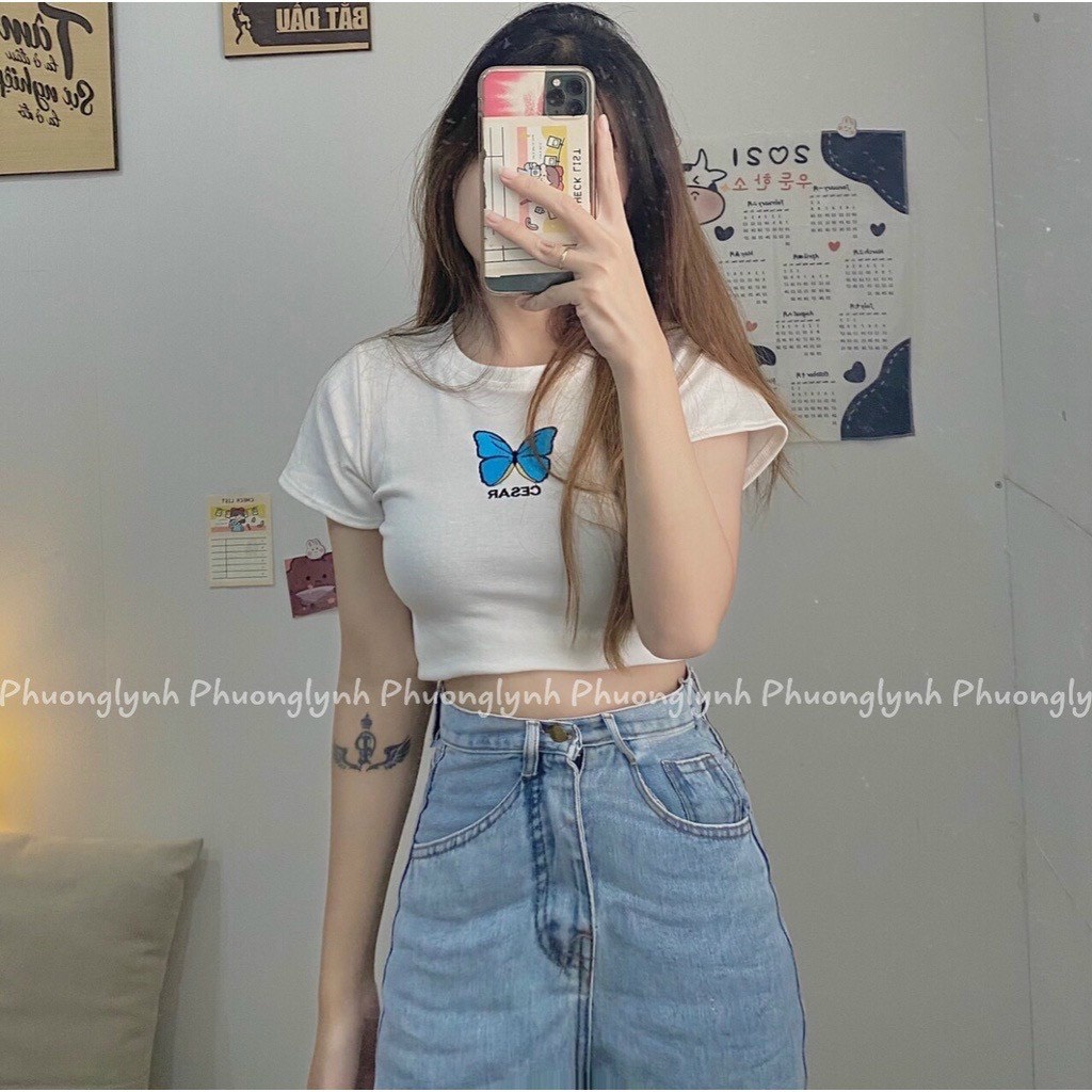 Áo croptop bướm siêu xinh