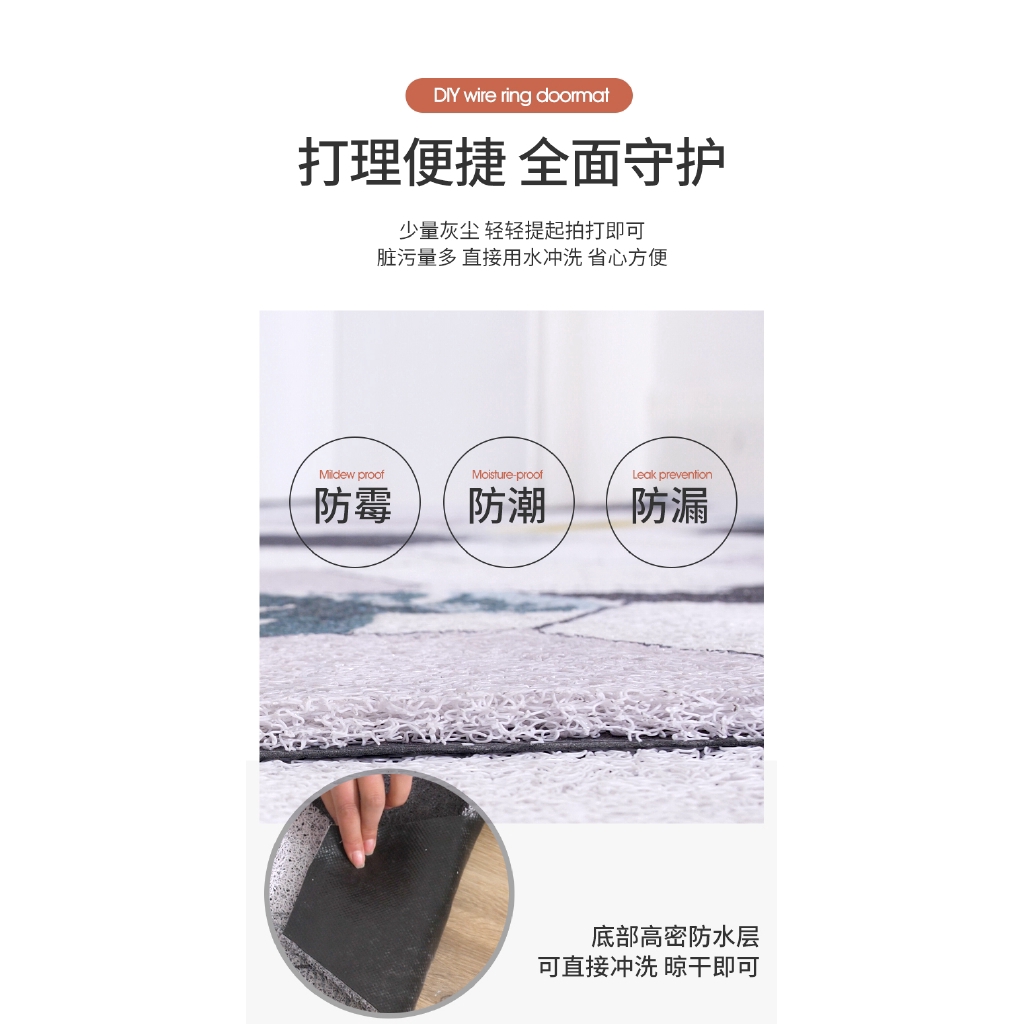 【Waterproof Mat】 【Cuts Arbitrarily】 PVC Coil Scraping Mud Simple flushing Any cut Door mat Foot mat Floor mat Carpet Anti-slip