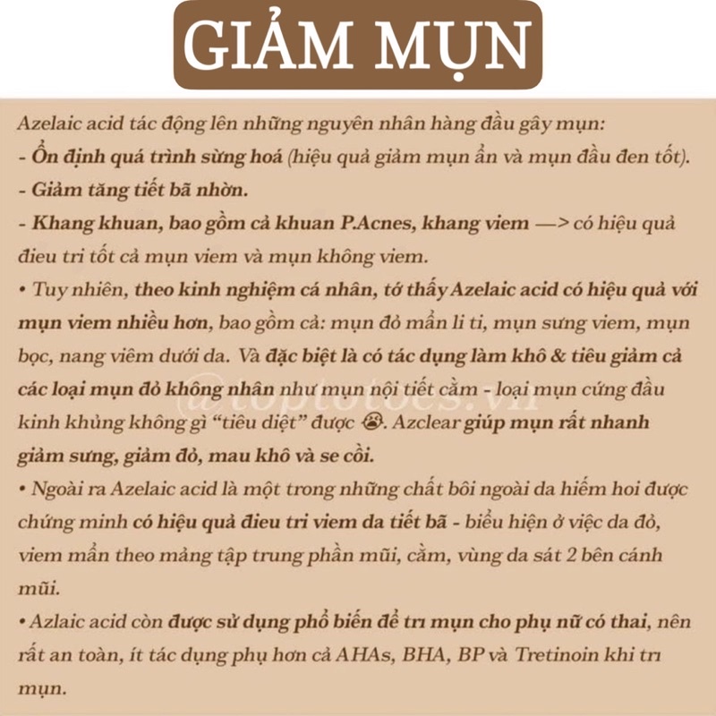 Kem Skinoren Azelaic Acid giảm mụn, thâm, nám bản nội địa Nga