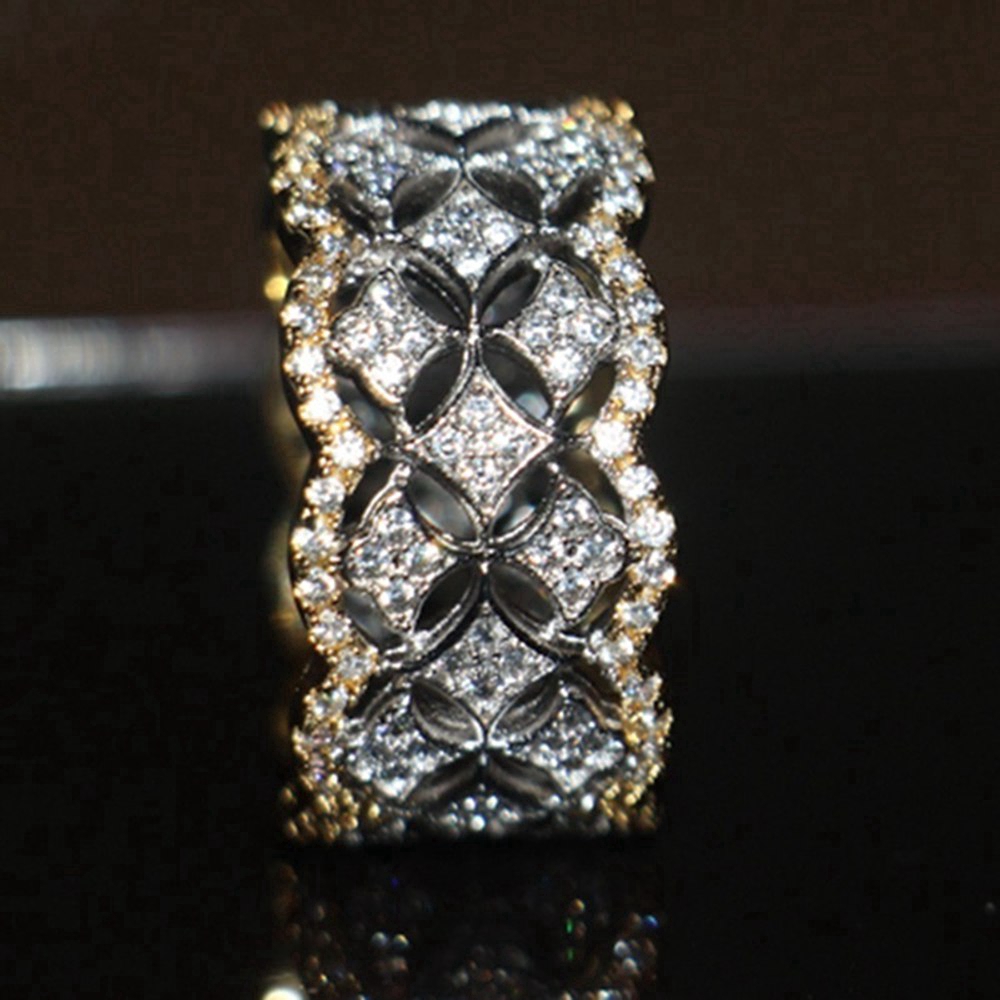 Nhẫn hình ngôi sao chéo đính kim cương quà tặng trang sức thời trang cho nam nữ