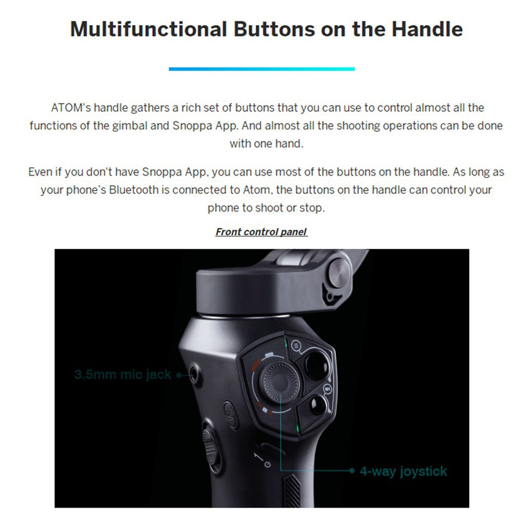 ♤✐❧Còn hàngSnoppa Atom có ​​thể gập lại 3 trục Gimbal Ổn định cầm tay cho iPhone X Samsung s10 Xiaomi GoPro Smartpho