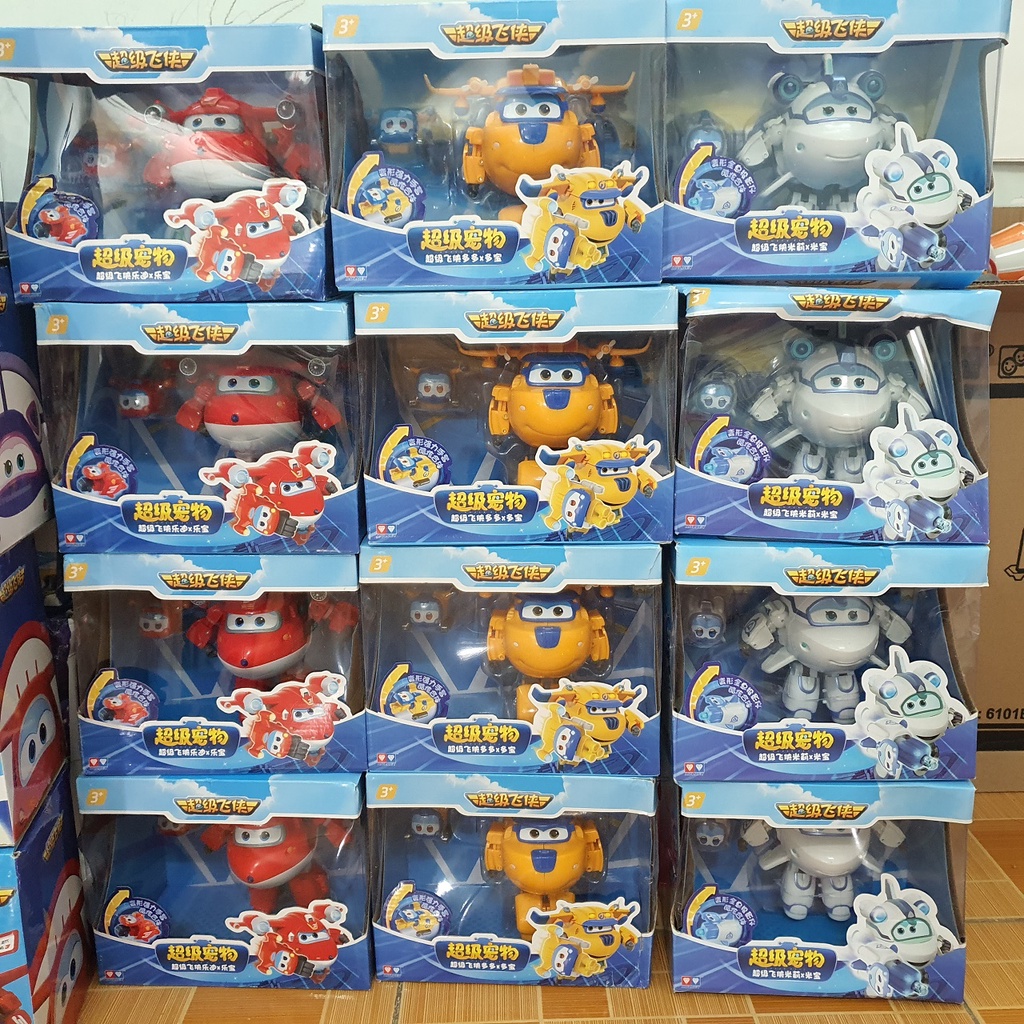 Mô hình super wings Robot biến hình cỡ lớn Donnie kết hợp thú cưng Donn