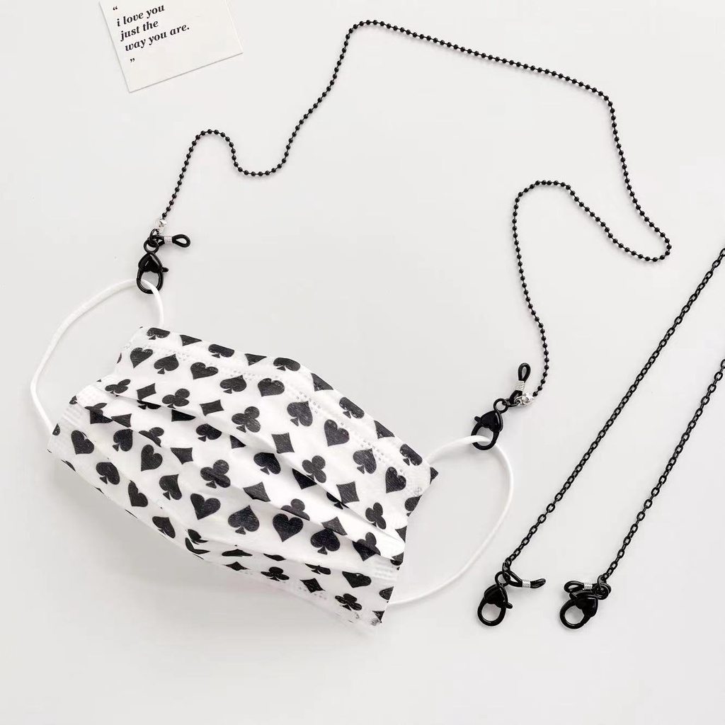 Dây Xích Gắn Mắt Kính Xâu Hạt Acrylic Màu Đen Phong Cách Hàn Quốc Đơn Giản