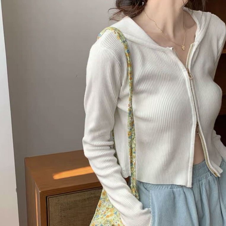 Áo len mũ khóa ngực Misumey Ulzzang style Hàng Quảng Châu