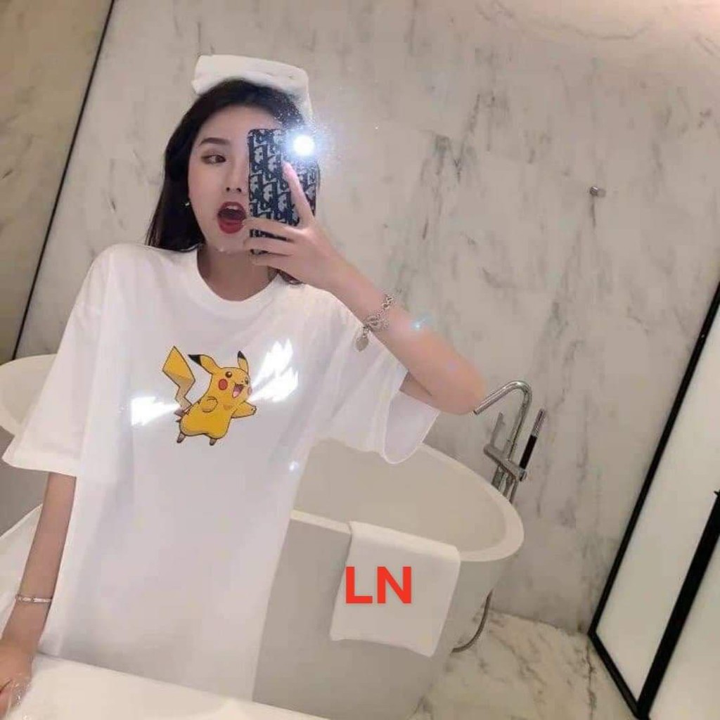 Áo phông cotton họa tiết pikachu phản quang