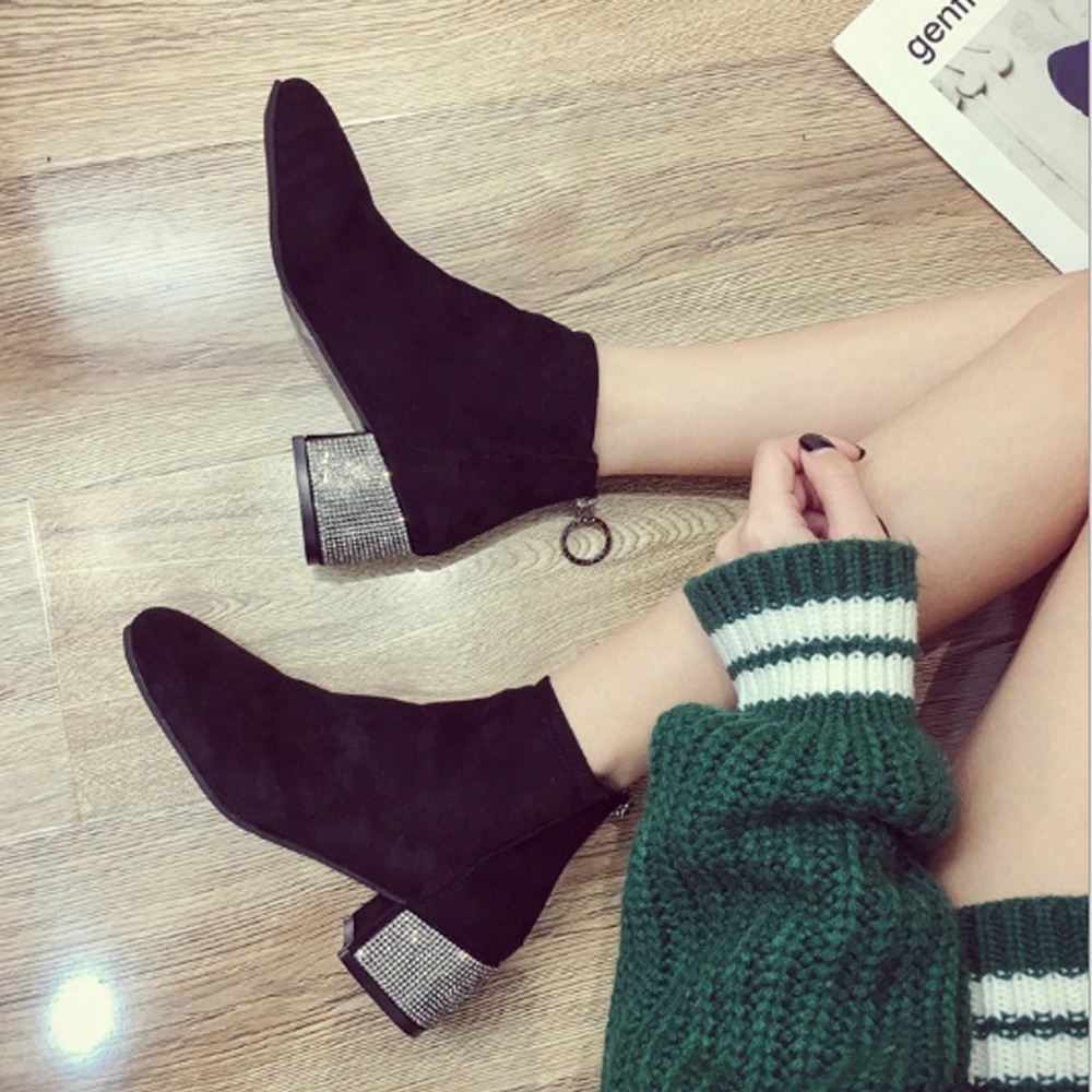 Boot nữ da lộn gót đính đá sang chảnh (kèm video) | BigBuy360 - bigbuy360.vn