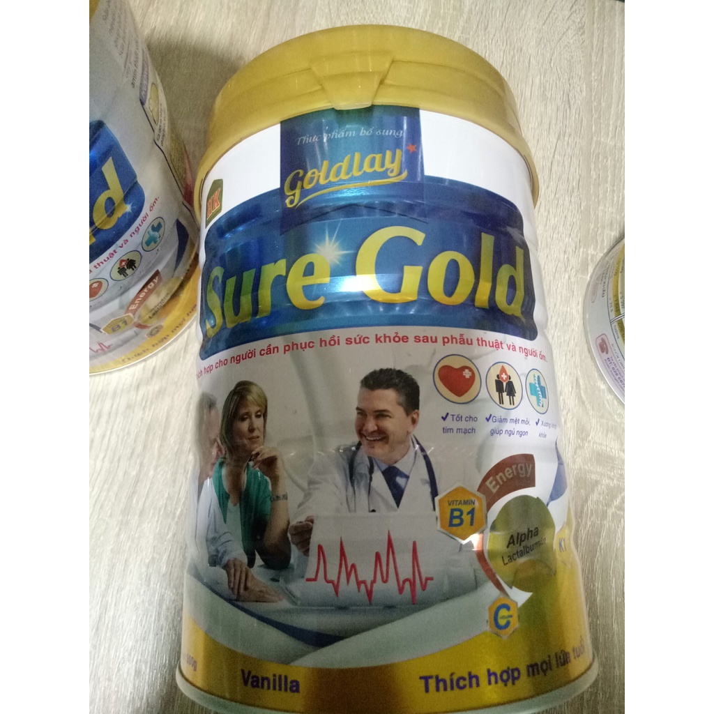 Sữa bột Goldlay Sure Gold 900g: dinh dưỡng đặc biệt cho người già cần phục hồi sức khỏe, người sau phẫu thuật và ốm yếu