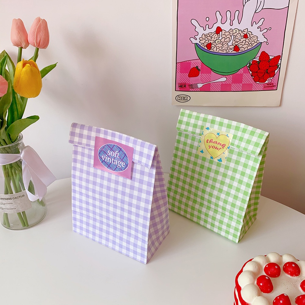 Túi giấy mini caro đựng quà cute dễ thương - Gấu Thỏ House