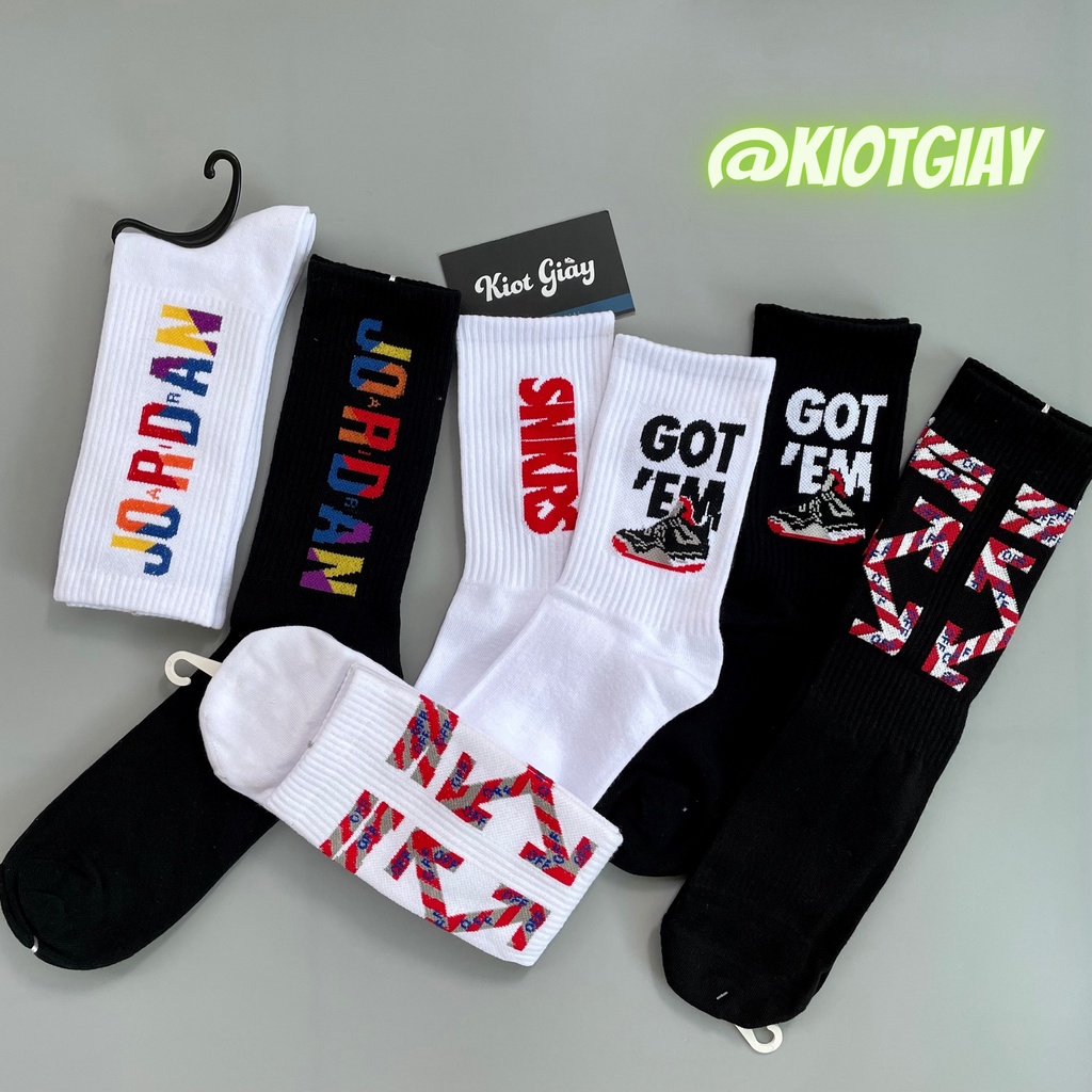 Tất Jordan, Off White cổ cao - Tất vớ cao cổ thể thao streetwear nam nữ