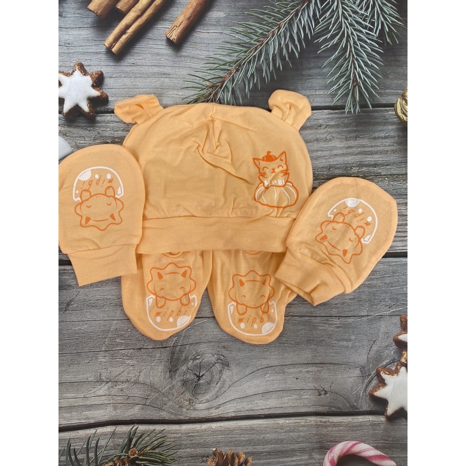 Sét bao tay, bao chân, mũ bo sơ sinh MIPBI 100% Sợi tre an toàn cho bé