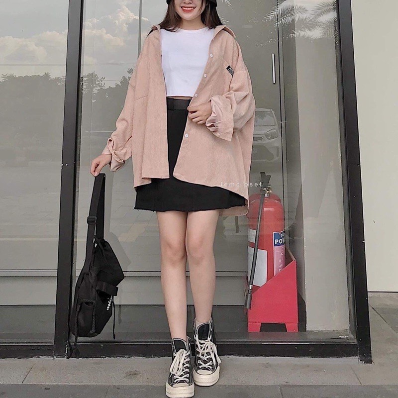 Áo sơmi kaki nhung hai túi ulzzang | BigBuy360 - bigbuy360.vn