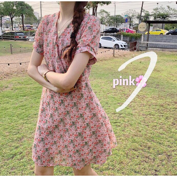 Đầm Tay Phồng Cổ Chữ V In Họa Tiết Trái Cherry Xinh Xắn Dành Cho Nữ 27849