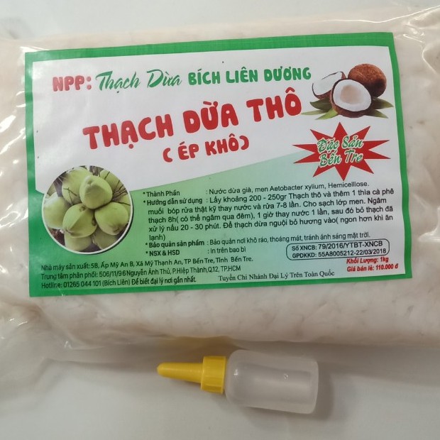 Bán sỉ 1Kg Thạch dừa loại 15Ly ép thô (khô) tặng hương dừa giá rẻ