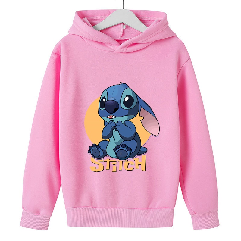 Áo Hoodie Tay Dài In Họa Tiết Hoạt Hình Lilo Stitch Dễ Thương Cho Bé