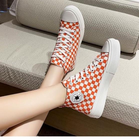 Giày thể thao Ulzzang kẻ cao cổ cam màu đen GIÀY BỊ Ố CÂN NHẮC KHI MUA