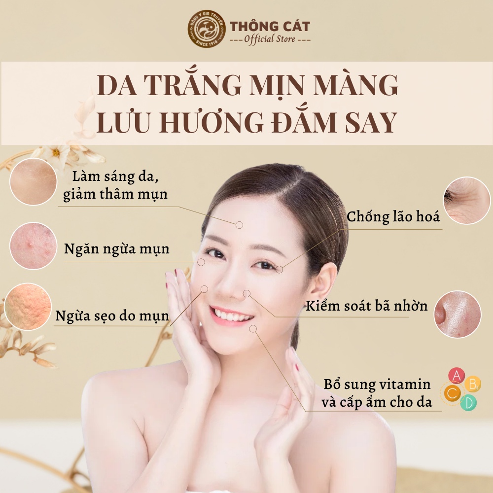 Trà thơm cơ thể Hàm Hương Thông Cát - Trà thảo mộc, dưỡng trắng da, sinh collagen, tăng vitamin, chống lão hoá da mờ nám