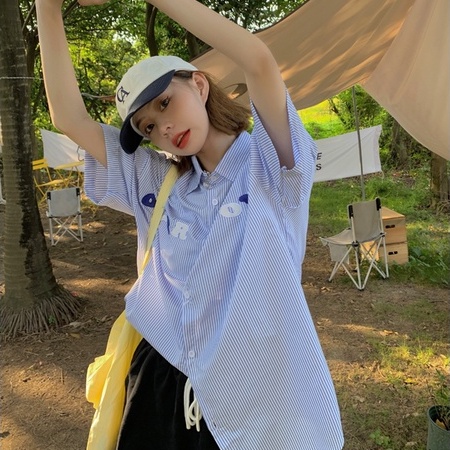 Áo Thun Nữ Ngắn Tay Sọc Ngang Thời Trang Hàn Quốc