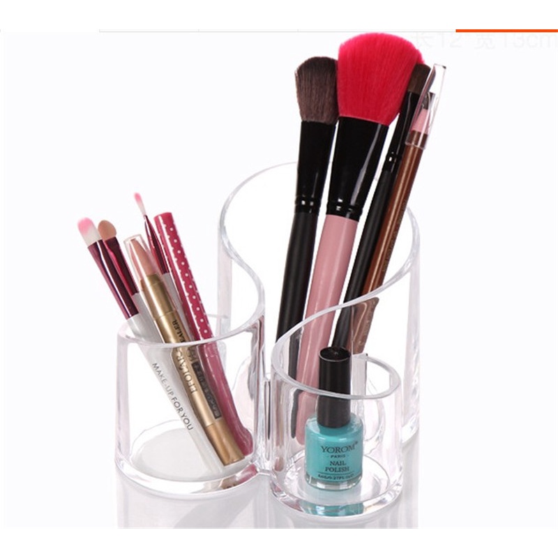 Hộp Đựng Cọ Trang Điểm Bằng Acrylic Trong Suốt Kèm Giá Đỡ Trưng Bày Điều Khiển Từ Xa