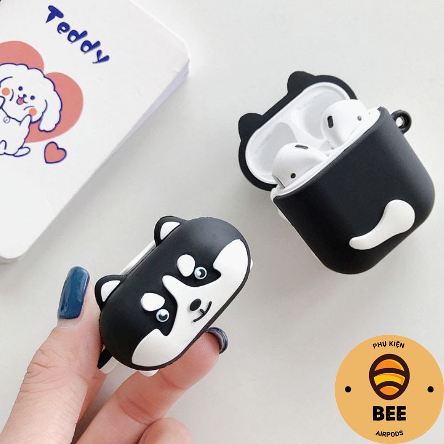 Case Airpods Vỏ Airpod 1 2 Pro Chó Husky Nằm Siêu Cute Chất Liệu Bằng Silicon Thế Hệ Mới - BEE SHOP