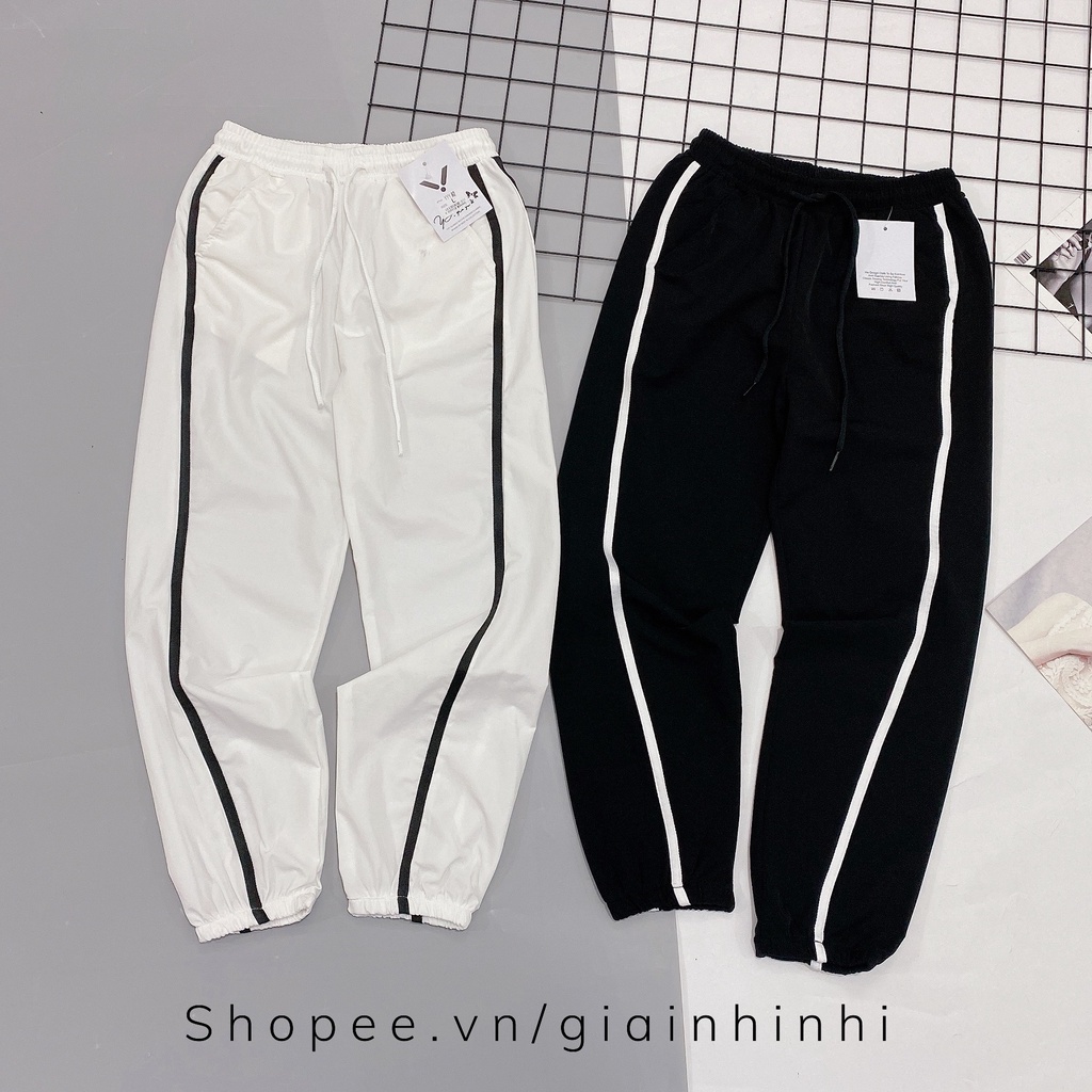 Quần thể thao 1 sọc bo ống siêu mát, Quần dáng bom ống bo cạp chun QS082 - NhiNhi Shop