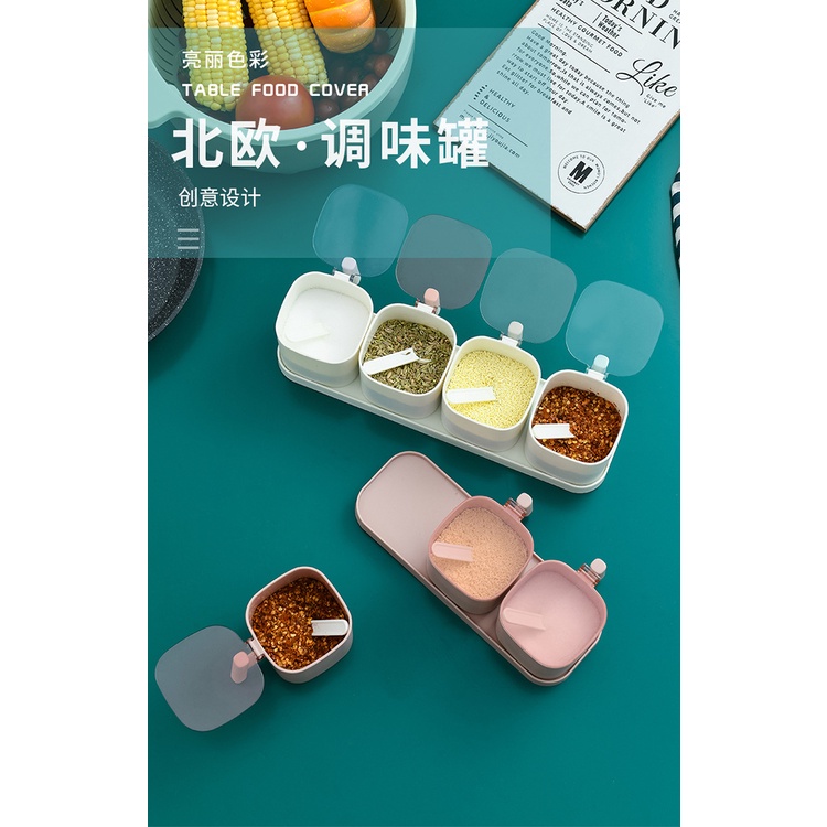 Hộp Đựng Gia Vị 4 Ngăn Tiện Lợi Cho Nhà Bếp