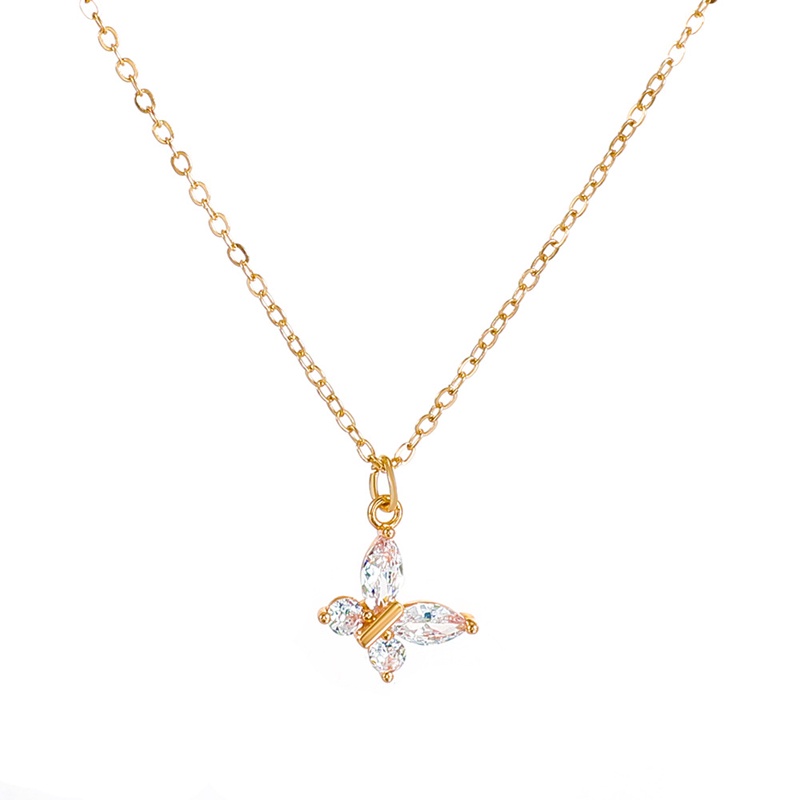 Hàn Quốc 2022 Bướm Rhinestone Vòng cổ dài Phụ nữ Màu vàng Màu bạc