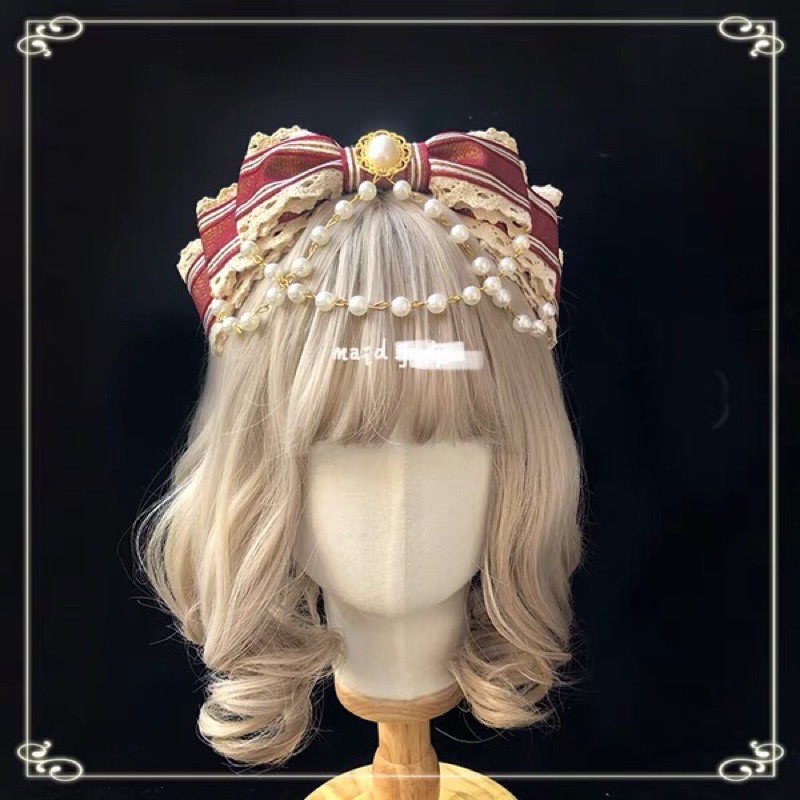 [Order] YASLC0079-Bờm tóc KC lolita chuỗi hạt handmade