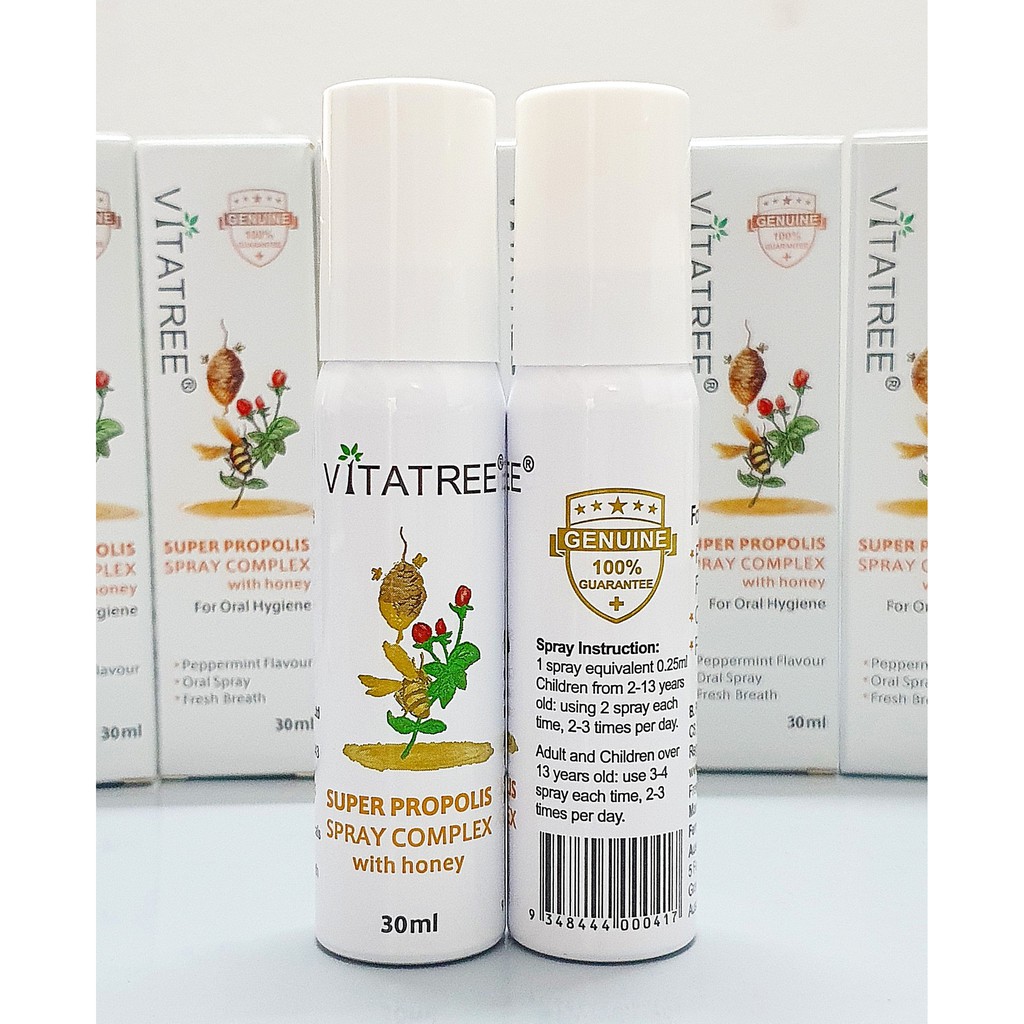 Chai Xịt Keo Ong Vitatree - Giảm Đau Họng - 30ml - [ÚC]-Mẫu mới 2021