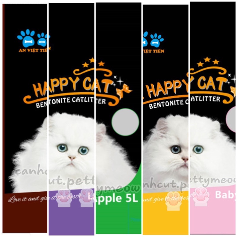 Happy Cat - Cát cho mèo bao 5L (4kg) vón tốt, không thành phần hoá học gây kích ứng đến meowmeow
