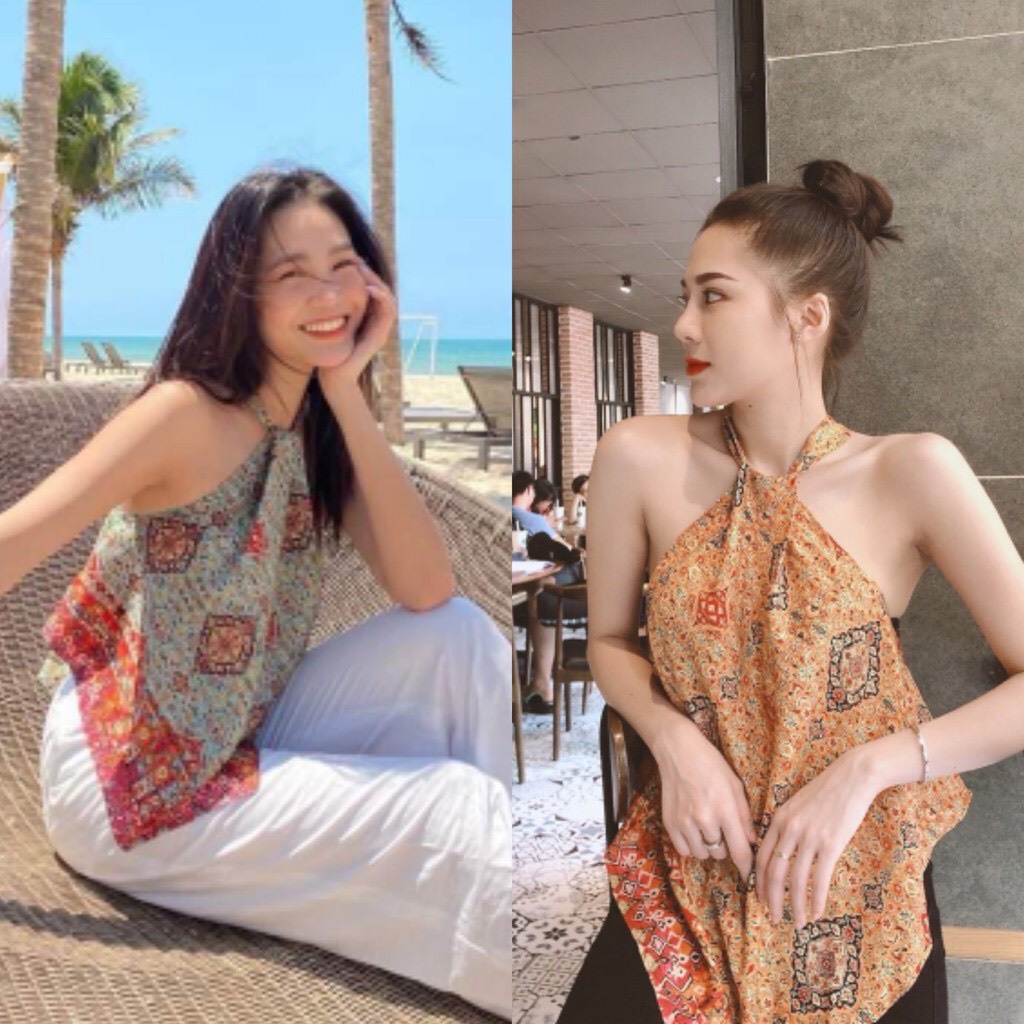 Áo dây áo yếm thổ cẩm mùa hè đi biển