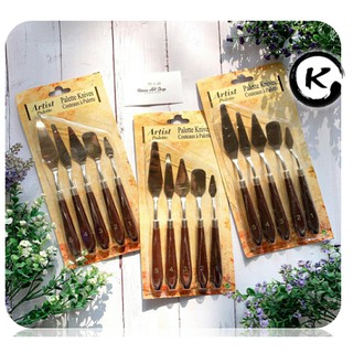 Bộ Bay / Bay vẽ/ bay pha màu/ bay trộn màu 5 cây cán gỗ KIM STUDIO