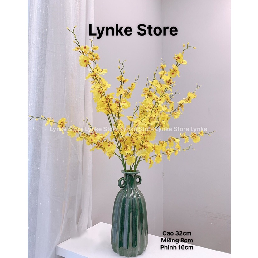 Bình Hoa Lọ Hoa Sứ Dáng Chai Múi Đắp Tai Men Hỏa Biến Gốm Sứ Bát Tràng - Lynke Store