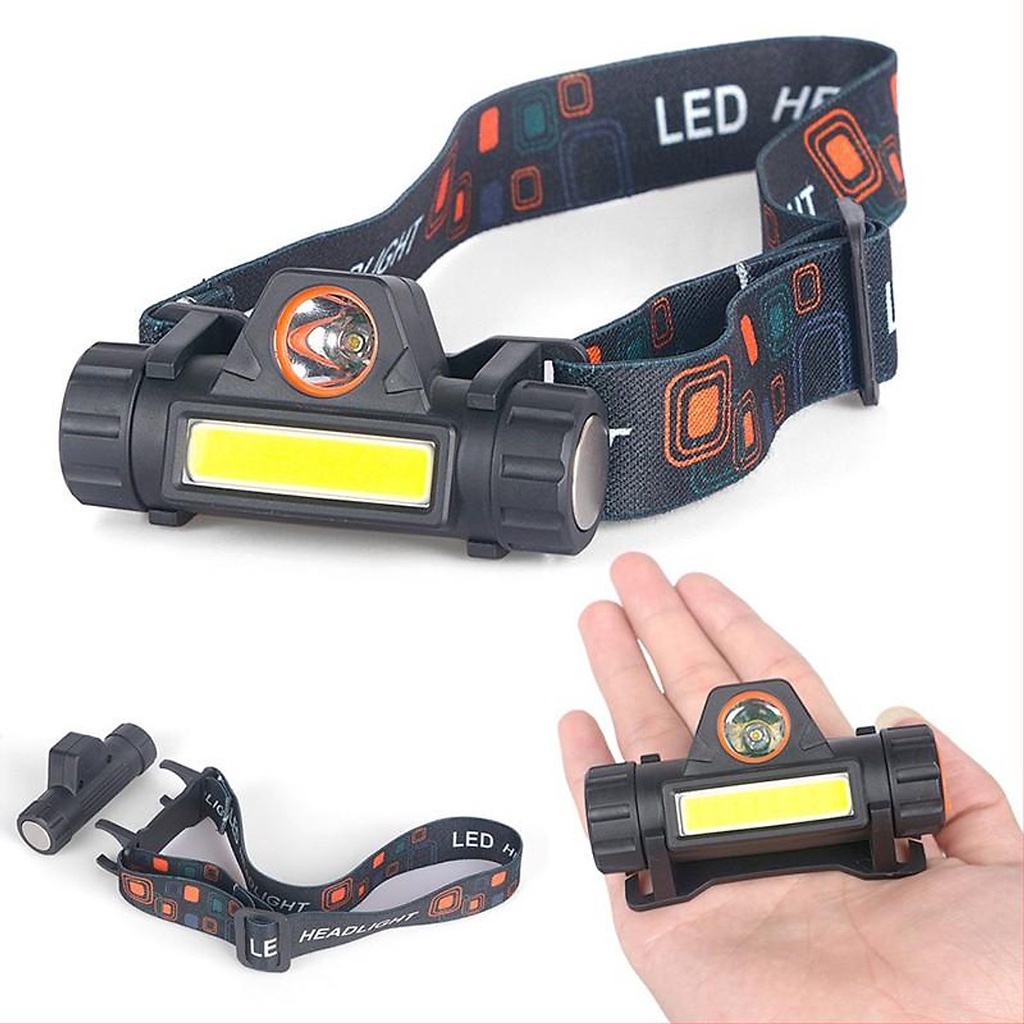 [HCM] Đèn Đội Đầu 2 BÓNG Mini Siêu Sáng, Đèn Pin Đội Đầu Mini Siêu Sáng Kèm Pin + Sạc