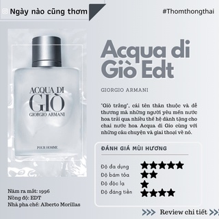 Thơm một chút - Nước hoa Acqua Di Giò Pour Homme (Mẫu thử 10ml)