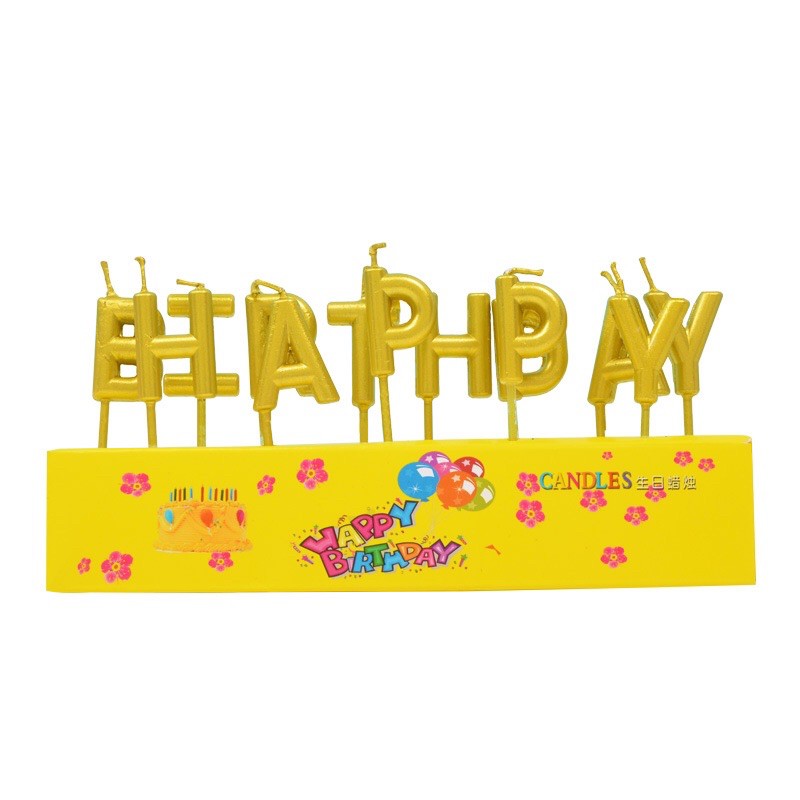 Nến cây chữ happy birthday cắm bánh sinh nhật đủ màu vàng, tím và màu bạc