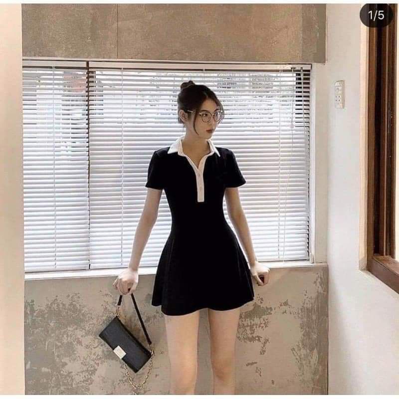 Váy body cổ polo