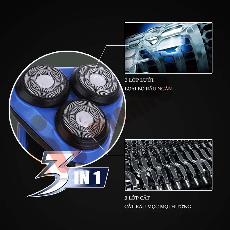 Máy Cạo Râu Đa Năng Chống Nước SHAVER 4D -  Máy Cạo Râu Cao Cấp Cầm Tay - Dao Cạo Êm, 3 Lưỡi Kép Basic