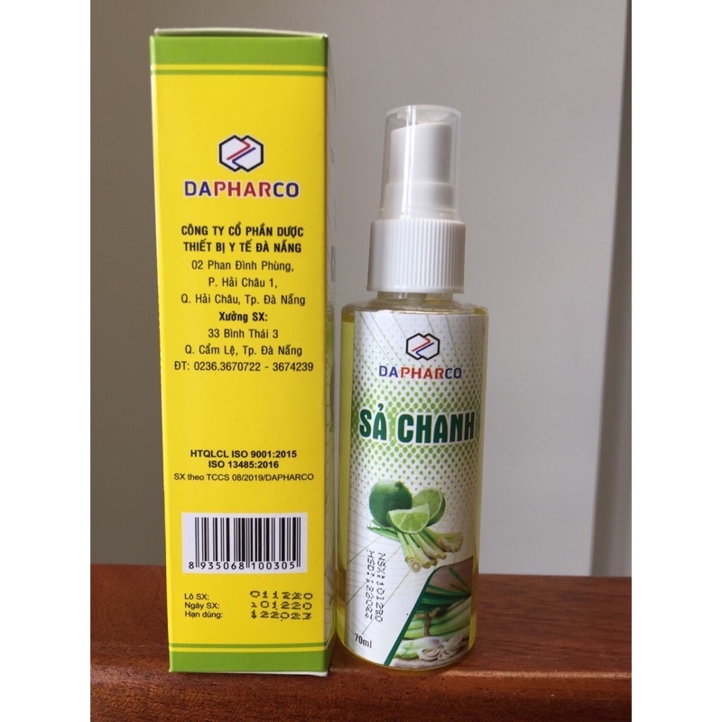 ✅[CHÍNH HÃNG] Bình xịt tinh dầu Sả Chanh 70ml đuổi muỗi, khử mùi, khử trùng - Dapharco