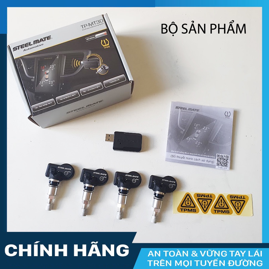 Cảm biến áp suất lốp STEELMATE MT30 gắn trong tích hợp cho màn hình Android  bảo hành 3 năm