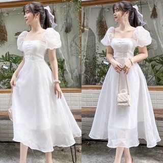 ĐẦM CỔ U TAY VOAN (KÈM VIDEO HÌNH THẬT)