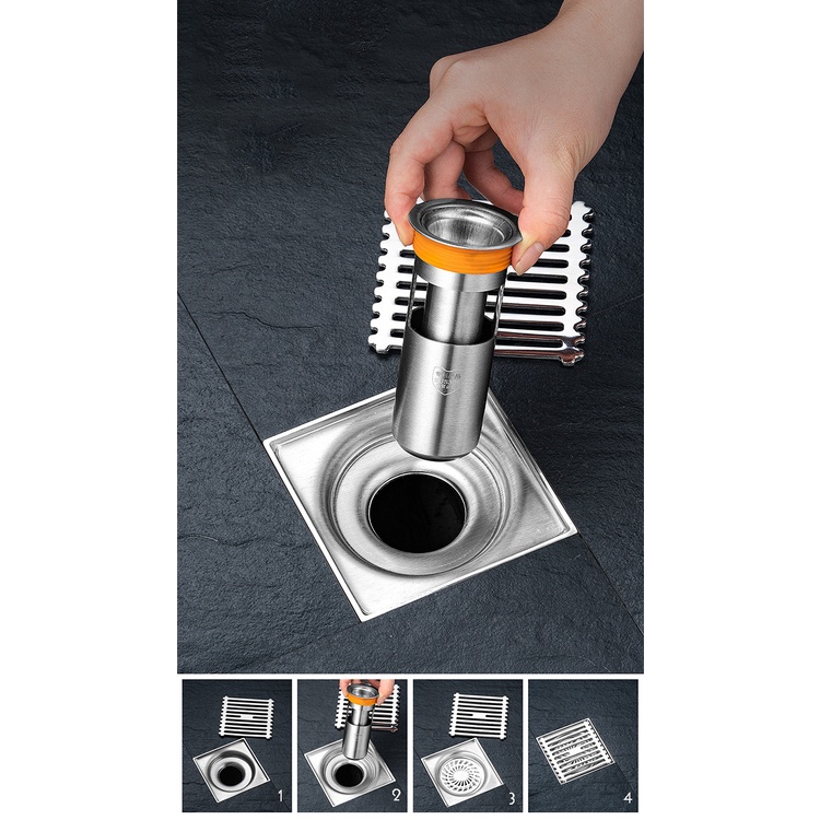 Phụ Kiện Ngăn Mùi Hôi Nhà Tắm Minh House, Inox Sus 304 Lắp Thoát Sàn Chống Côn Trùng
