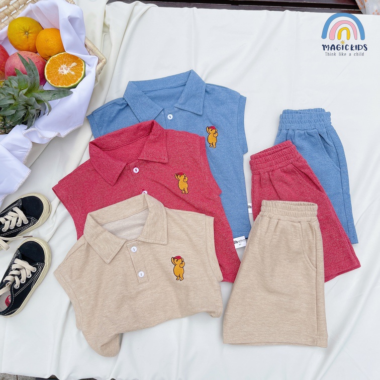 Bộ ba lỗ tanktop bé trai bé gái cotton thoáng mát thêu gấu cổ đức Bonkids Quần áo trẻ em đi chơi đi học